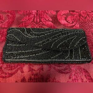 Bijoux Terner Black Beaded Clutch
